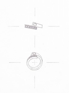 デザイン画、結婚指輪と婚約指輪をジュエリーリフォーム