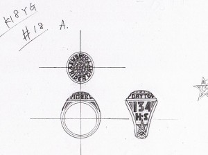 カレッジリング、オーダーメイド、ダイヤモンド、k18、デザイン画