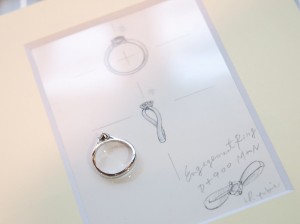完成、デザイン画、エンゲージリフォーム、ダイヤモンド、婚約指輪
