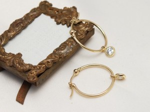 ｋ18、ダイヤモンド、フープピアス、オーダーメイド、結婚記念日