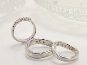 エンゲージリング、婚約指輪、マリッジリング、結婚指輪、ペアリング、レーザー刻印