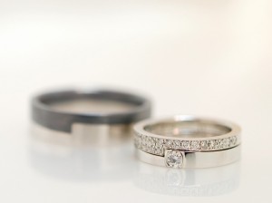 ウエディングリング3点、マリッジリング、エンゲージリング、ダイヤモンド、婚約指輪、結婚指輪、パヴェ、オーダーメイド