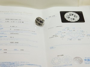 ダイヤモンド、中央宝石研究所の鑑定書、キーパーリング、クロムハーツ