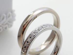 オーダーメイドマリッジリング、結婚指輪、ダイヤモンド、プラチナ、ホワイトゴールド、甲丸リング