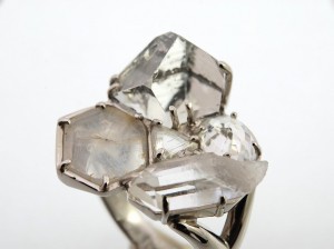 ダイヤモンド ラフダイヤモンド 原石 ホワイトサファイア スライス ハーキマーダイヤモンド 水晶 ホワイトジルコン 指輪　オーダーメイド　リフォーム