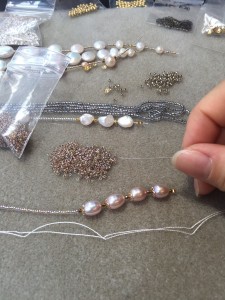パール　天然石　配置考案　パターン展開