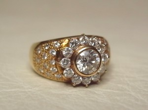 ダイアモンド取り巻きリング、旧枠、リフォーム前、フルオーダーメイド
