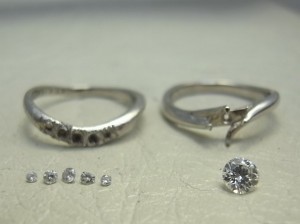 ジュエリーリフォーム、結婚指輪、婚約指輪、ダイヤモンド、旧枠