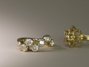 ブライダル、ウエディング、婚約指輪、ジュエリーリフォーム、フルオーダーメイド、7連ダイヤモンド、18金、総額約15万